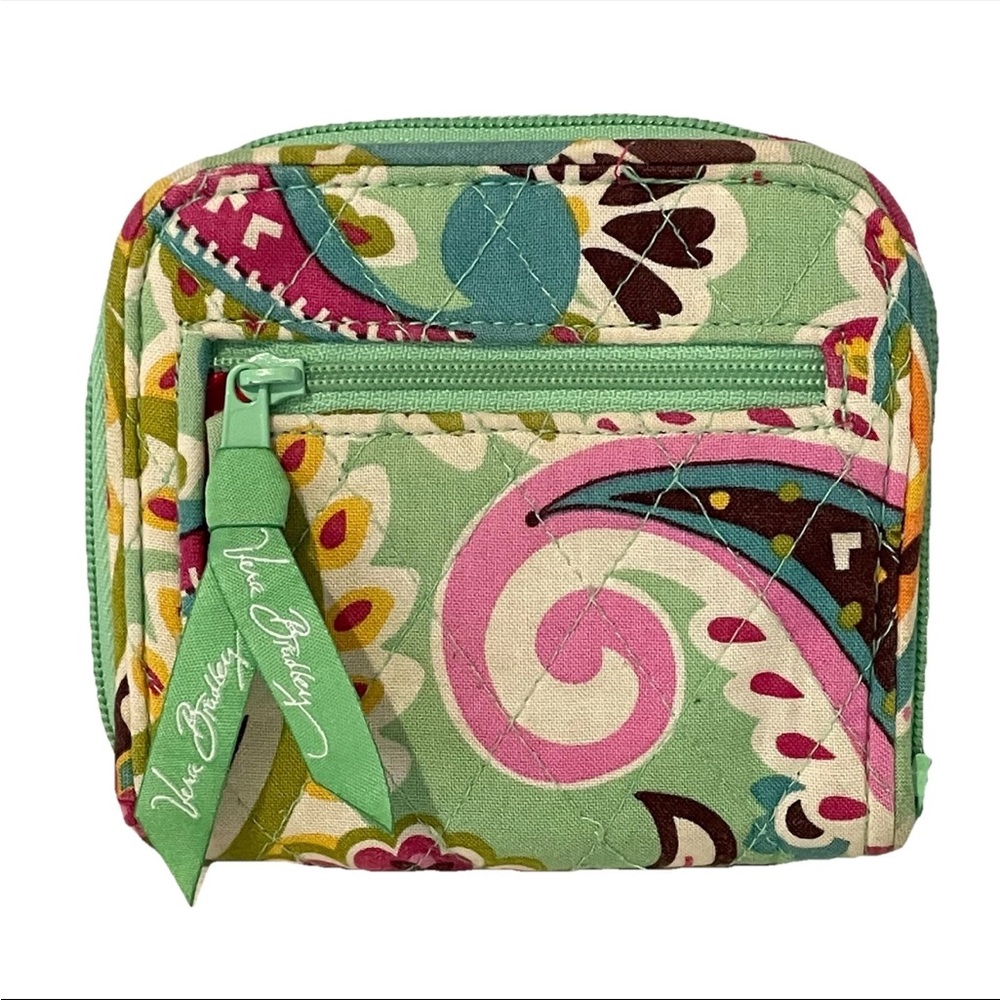 VERA BRADLEY TUTTI FRUITY Shoulder Bag & Matching Wallet Green & Pink Paisley - Picture 11 of 15